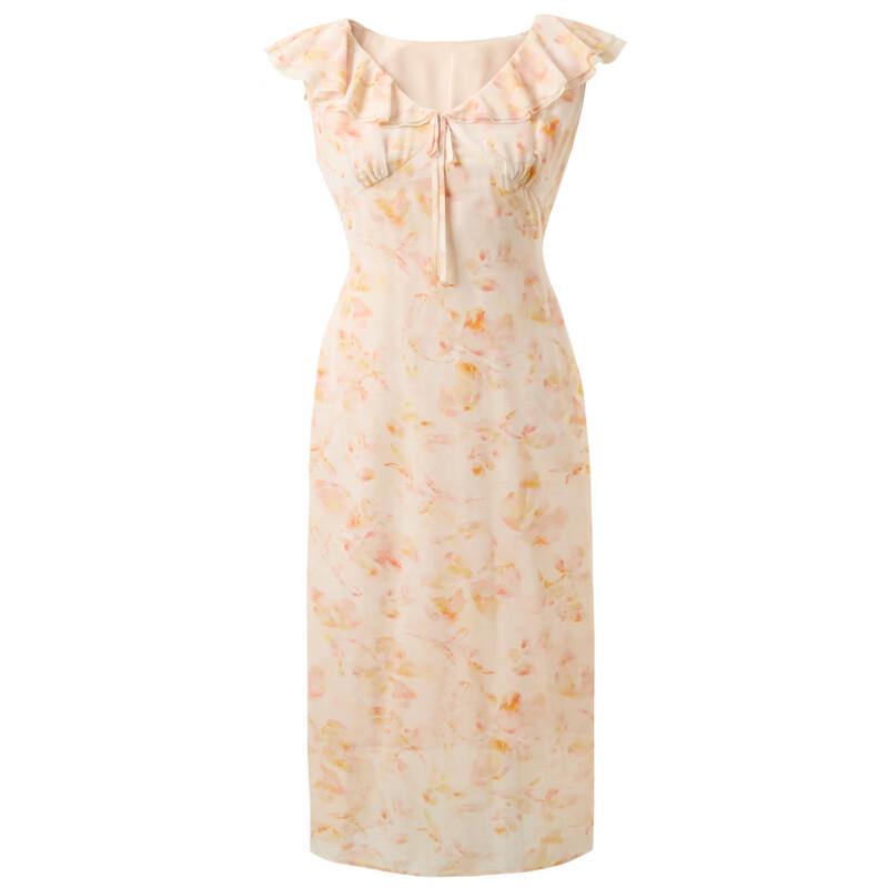 Sancai 2025 Summer Ruffle Floral A-Line Long Dress