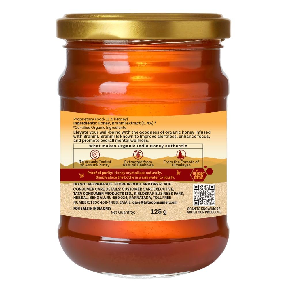 Organic India Brahmi Honey Organic Certified Multi Floral Honey For Daily Wellness Support 125 g Pack Of 1
