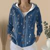 Women's Fashion Casual Sweater Button-Up Print Cardigan  Hooded Jacket