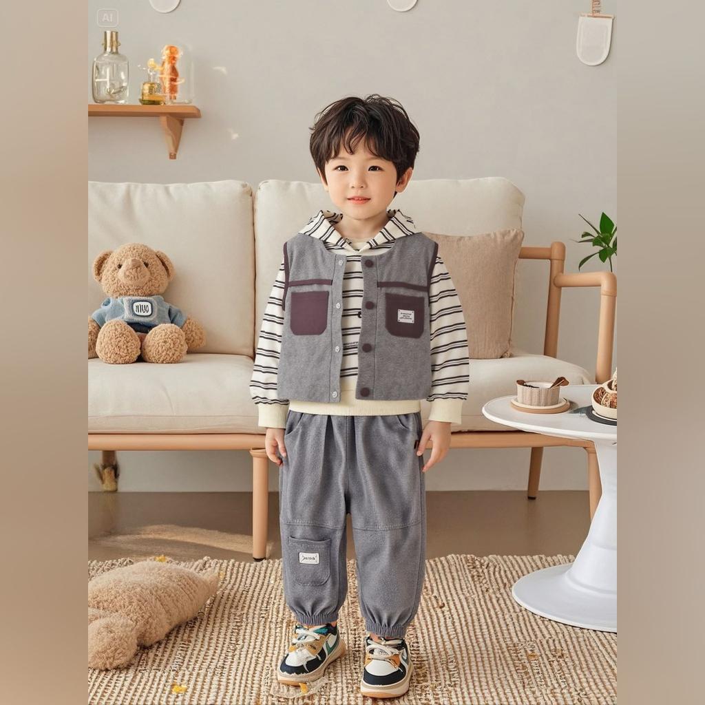 Kids Casual Long-Sleeve Set, Comfortable Daily Wear Outfits