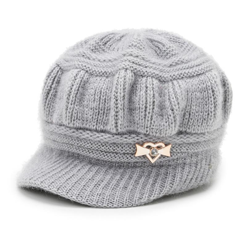 Winter Knitted Wool Hat for Women Korean Style Beetle Hat Plus Velvet Thickened Warm Windproof Hat for Elderly Hat
