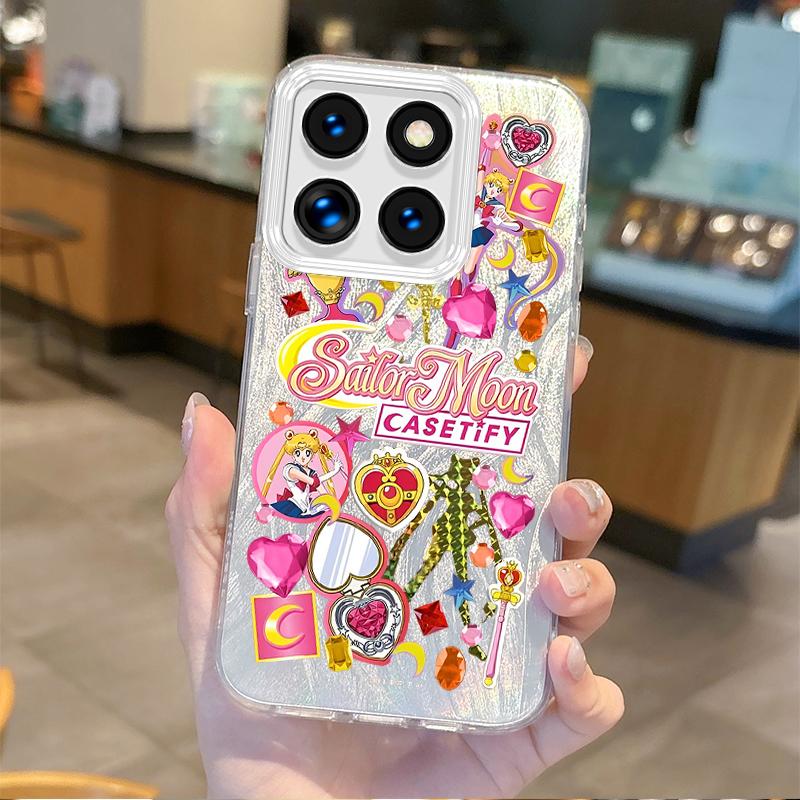 Lovely Sailors Moons Cartoon Phone Case for Xiaomi Poco X6 X3 F6 M6 M4 Pro C61 13T 11 Lite Gradient Hard Shockproof Matte Covers