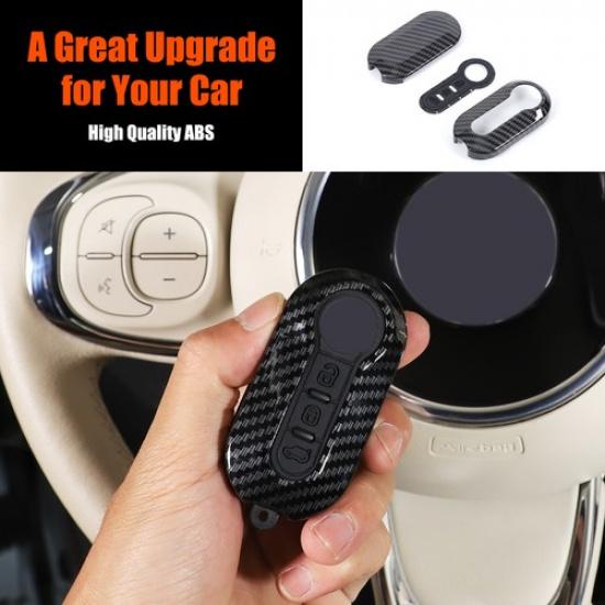 ABS Carbon Fiber Smart Key Fob Case Shell CoverFor Fiat  500 / Bravo