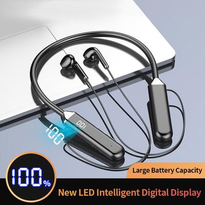Wasserdichter Bluetooth-Umhängegurt, wasserdichte Sportkopfhörer, hängende Stereokopfhörer, kabelgebundene Musik mit LED-Anzeige