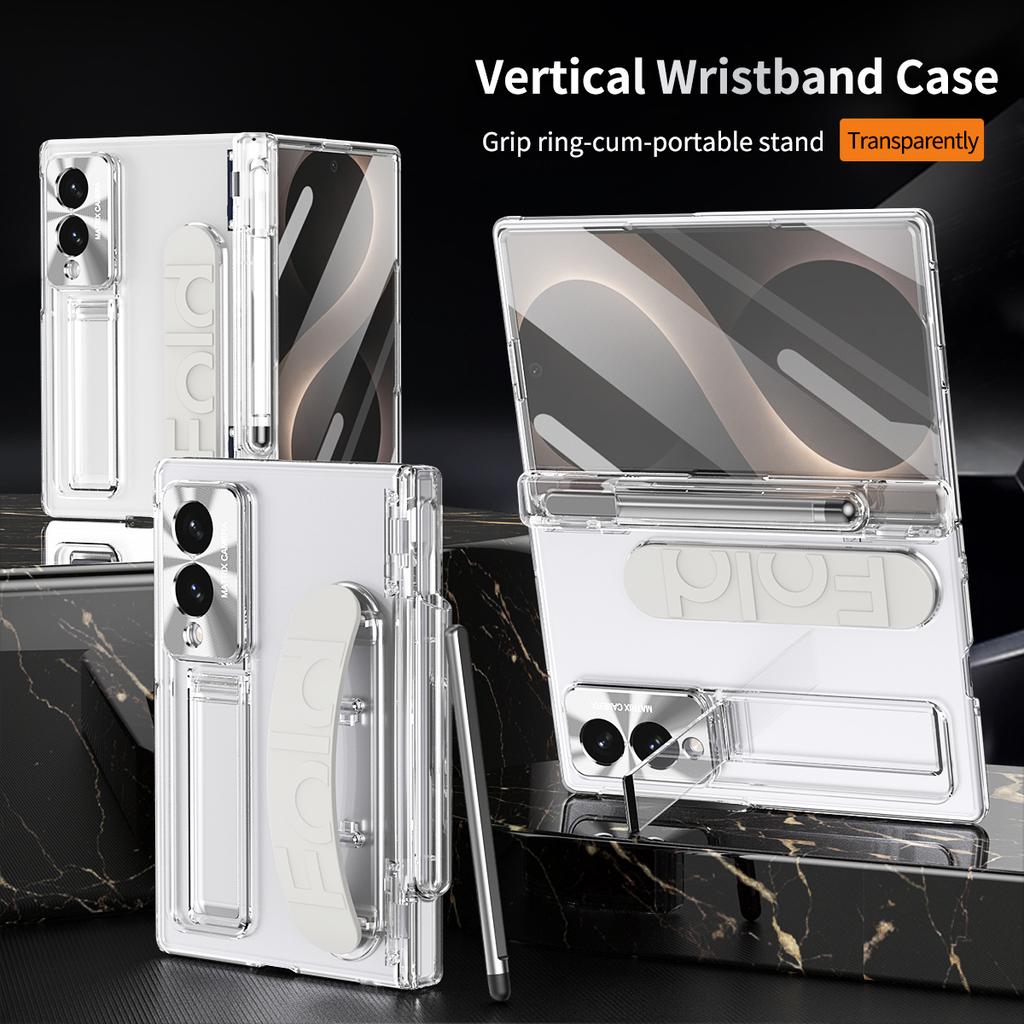 For Samsung Galaxy Z Fold 8 Wide Case Hard With Wrist Strap Stand Film Protective Back Cover Case For Samsung Z Fold 8 Shell