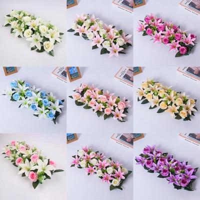 18Pcs/bundle 43cm Artificial Flowers Shooting Prop Rose&lily Artificial Rose Lily Flowers Wall Arches Decor Party Stage Supplies