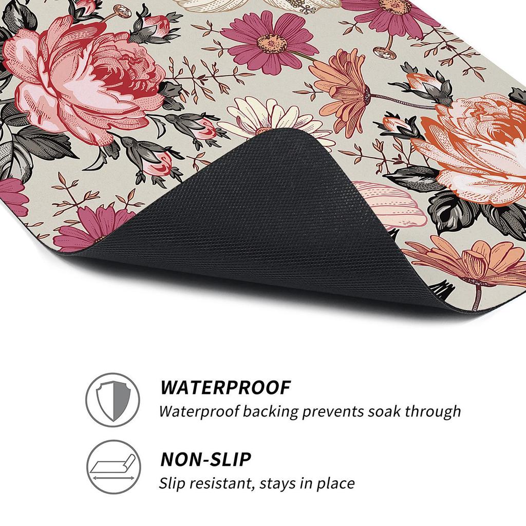 Bunte florale staubdichte Matte für Waschmaschine - Rutschfest, pflegeleicht und sonnenbeständig.