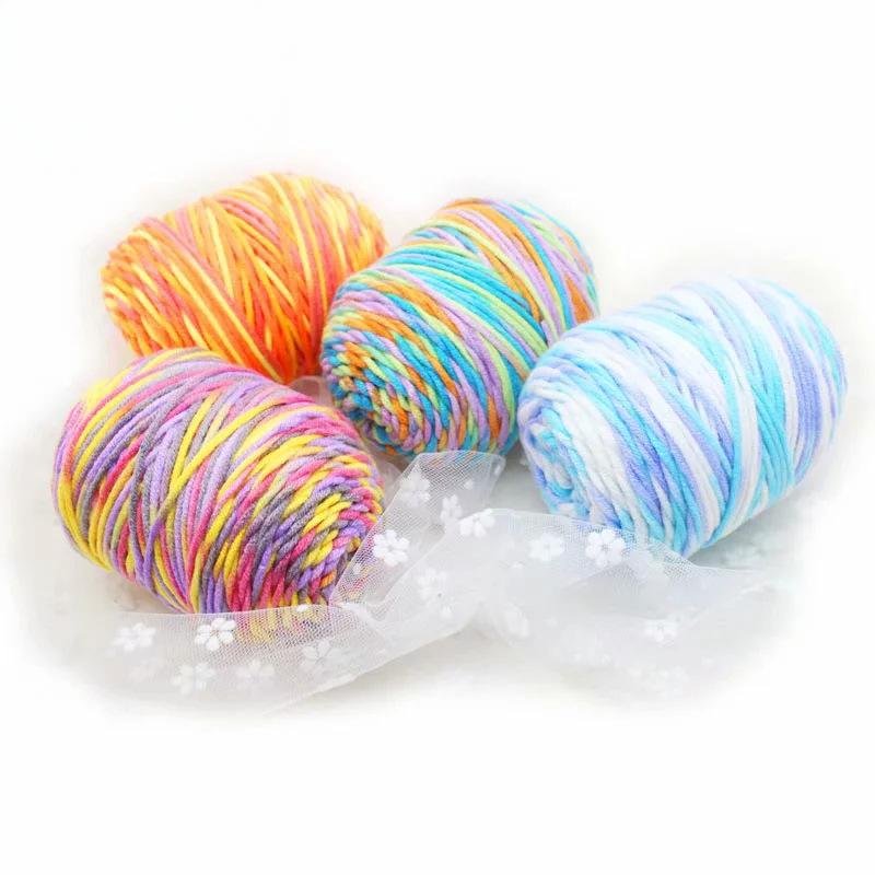 45g Duhová 5pramenná Mléčná Bavlna Segmentově Barvená Příze Je Vhodná pro DIY Šály Oblečení Šál Ruční Pletení