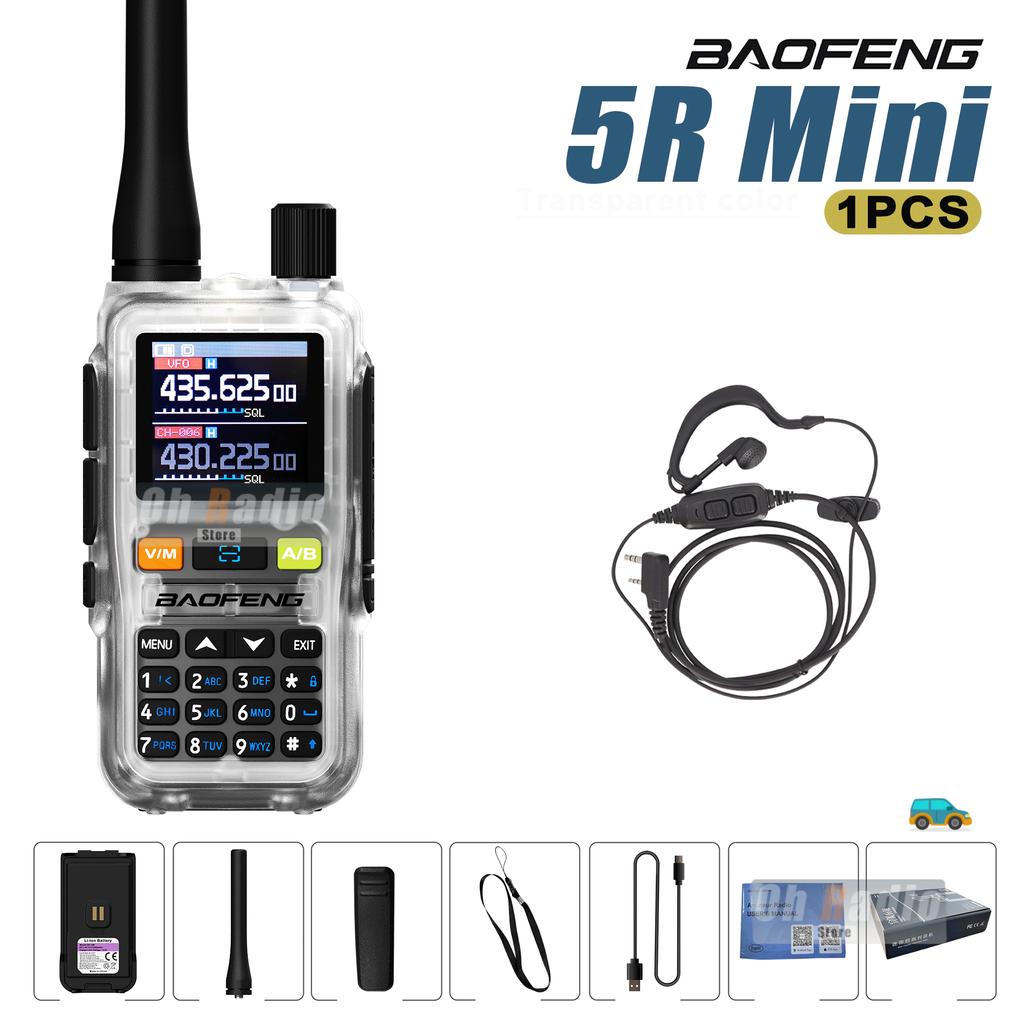1 ADET Baofeng UV 5R Mini Telsiz Bluetooth Programlama Frekans Kopyalama USB-C Şarj Cihazı Çift PTT Bant AM Kamp Taşınabilir Radyo
