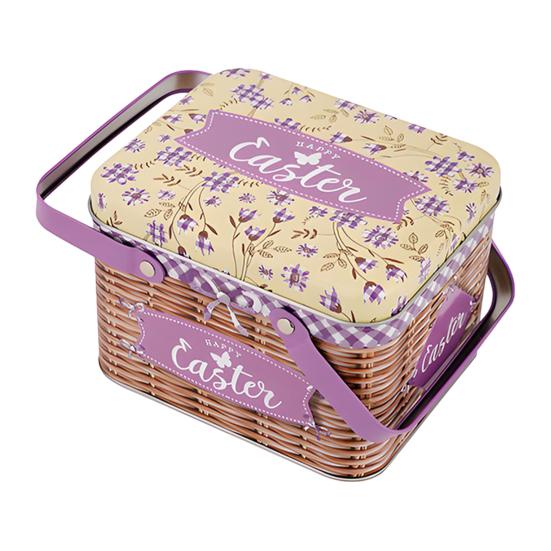 Osterplätzchen Aufbewahrungsbox Tragbare Blech Süßigkeitenbox mit 2 Griffen Leere Blechdose Keks Süßigkeiten Aufbewahrungsbehälter für Osterfest Partyzubehör