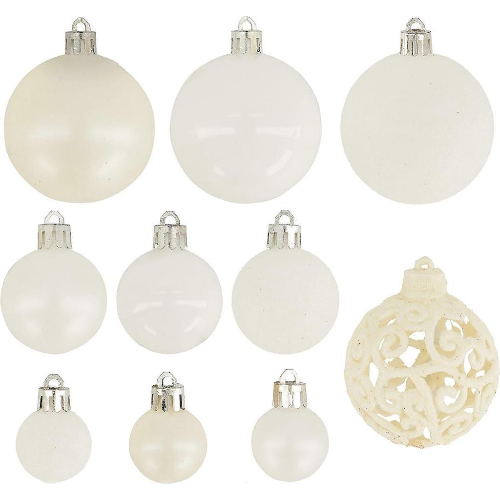 100pcs Christmas Baubles Shatterproof Balls Christmas Tree Decoration Ornaments for Xmas Hanging Decorations (White)