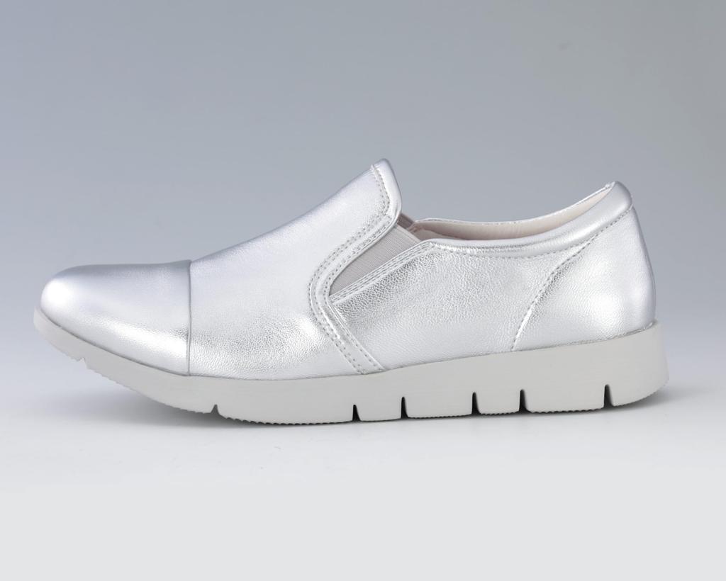 FitJoy Lightweight Sneakers FJ023 cm 3E Women's Slip-On SLV/GRY 22.0