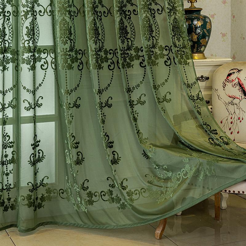 Bohemian French Plant Jacquard Poloprůsvitné závěsy, Horní kroužky, Moderní texturovaná látka, Filtrace světla, Domácí dekorace do ložnice, obývacího pokoje, na balkon
