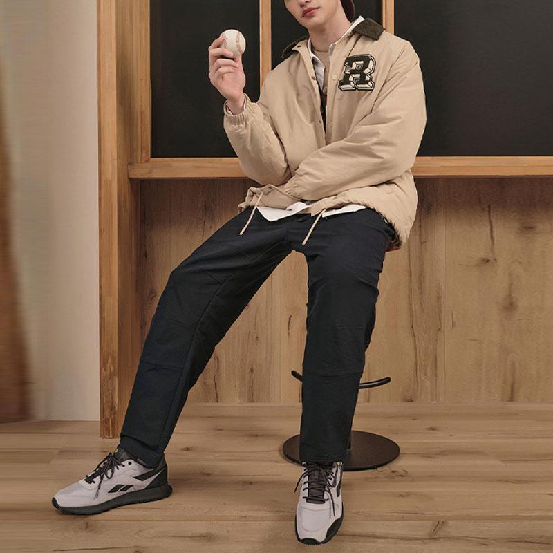 Reebok Solid Color Loose Mid Waist Straight Leg Casual Pants Unisex bottoms Black 23FRC665UGH0