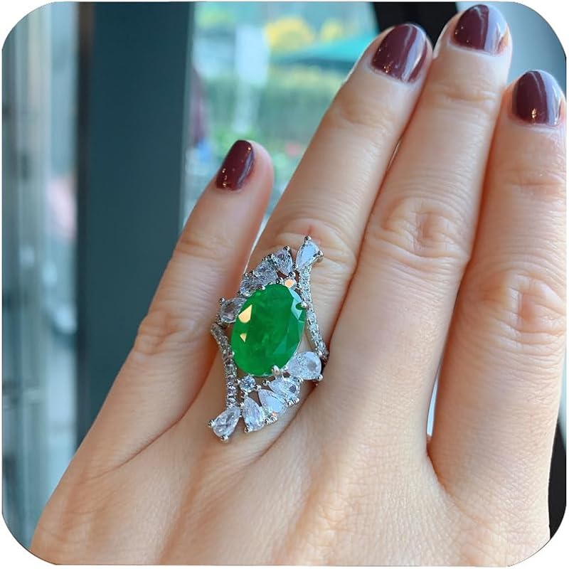 

Винтажное кольцо из стерлингового серебра 925 пробы, блестящее, с полным бриллиантовым изумрудным камнем, 18K золото, зеленое, 3 карата кубического циркония, кольца обещания, кольца с бриллиантами CZ, кольцо вечности US Code 6