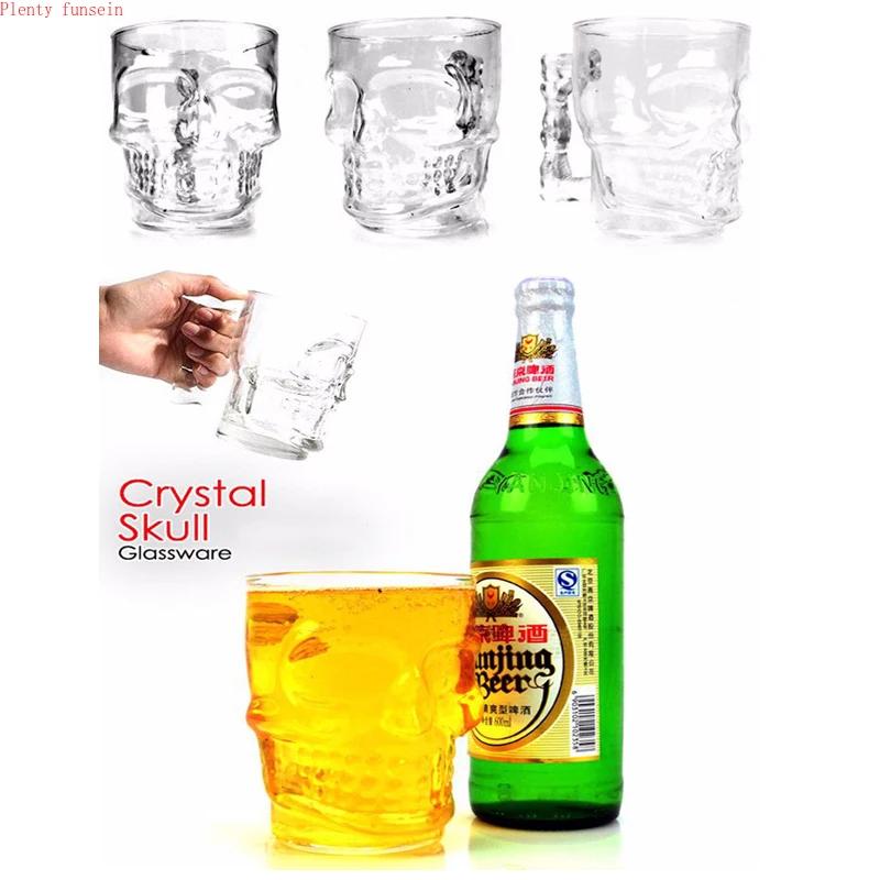 Whiskey Glass with Skull Face and Handle, Pirate Master Cup, Creative Crystal Glass, Drinking Wine, Vodka Essential Bar, KTV, 50