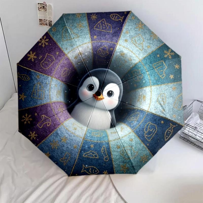 1 PC Automatic Folding Umbrella - Cartoon Pattern, Portable & Foldable Design with 8 Ribs, Christmas Birthday Gifts
