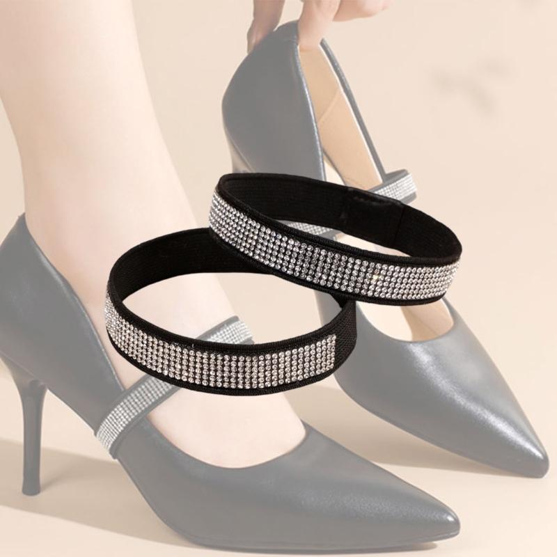 Funkelnde Strasssteine Elastisches Band Anti-Rutsch High Heel Schuh Haltebänder für Tägliches Tragen Damen Schuhzubehör