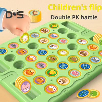 1 Set Kids Memory Flip Chess Game 2 Players Animal Fruit Chess Matching Board Game Focus Training Toddlers Educational Memory Challenge Toy
