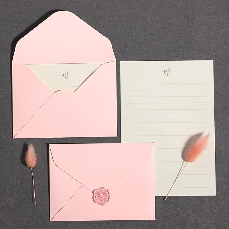 10pcs Cherry Blossom Pink Fresh Envelope Set Simple Romantic Love Letter Fire Paint Stickers Invitation Cards 5 Envelopes 5 Seal Stickers