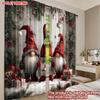 Set Of 2 Flat Printing Fashionable Christmas Curtains Gnomes Gifts Digital Printed Polyester Drapes Family Party Curtain Made