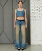 PLAC WOMEN Sleeveless Denim Crop Top T73 Mid Blue