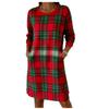 Christmas Plaid Round Neck Long Sleeve Dress, Elegant Vintage Style, Hot Selling European & American Fashion Dress