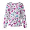 Women Long Sleeve Pattern Tops Pocket Working Stand-up Collar Single-breasted Protective Overalls Jacket Top Christmas