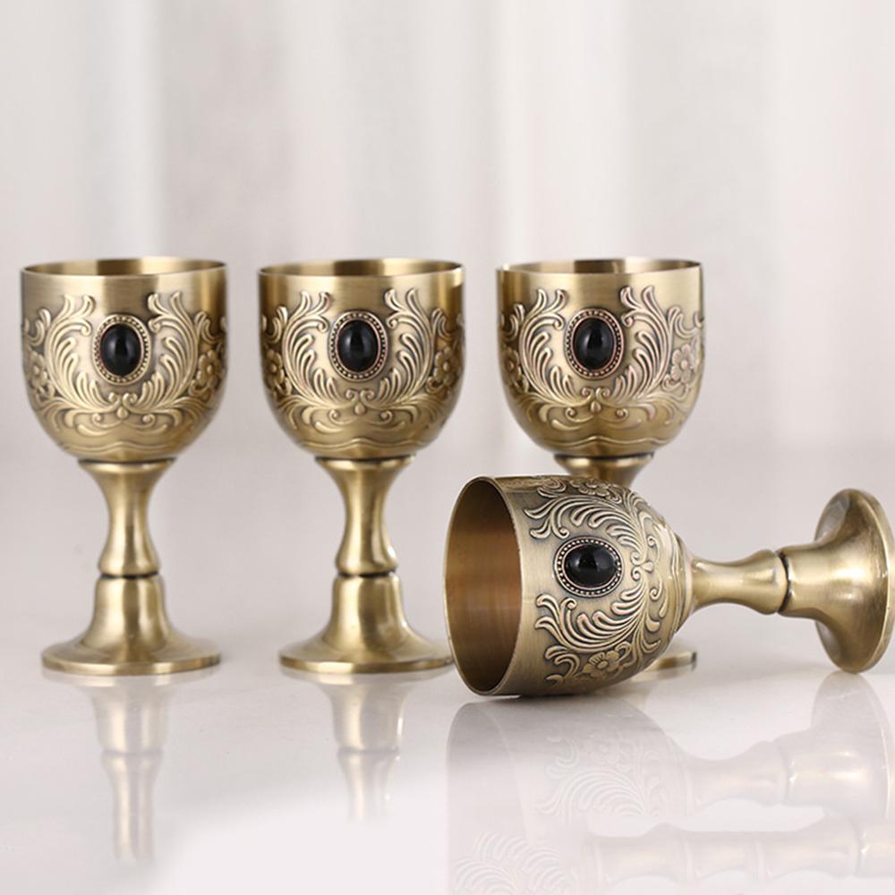 2pcs/Lot, Russian retro spirit wineglass, European style liquor cup, High-end goblet, Alloy small wine glass, Wine set for home