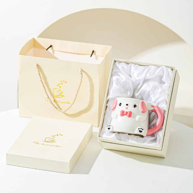 Cute Cartoon Puppy Ceramic Cup Mug Milk Cup High Temperature Resistance Household Cup Water Cup Couple Cup Gift for Girls