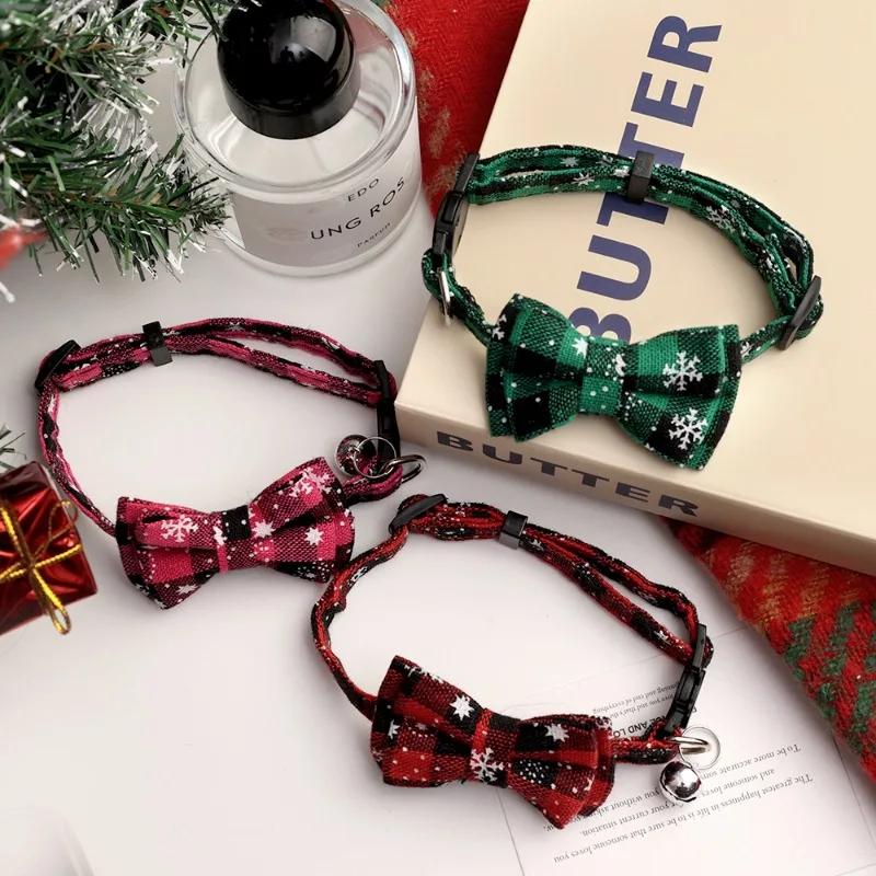 10/1PCS Christmas Snowflake Cat Collar Removable Adjustable Dog Collar Pet Cat Bow Tie Dog Christmas Accessories Pet Supplies