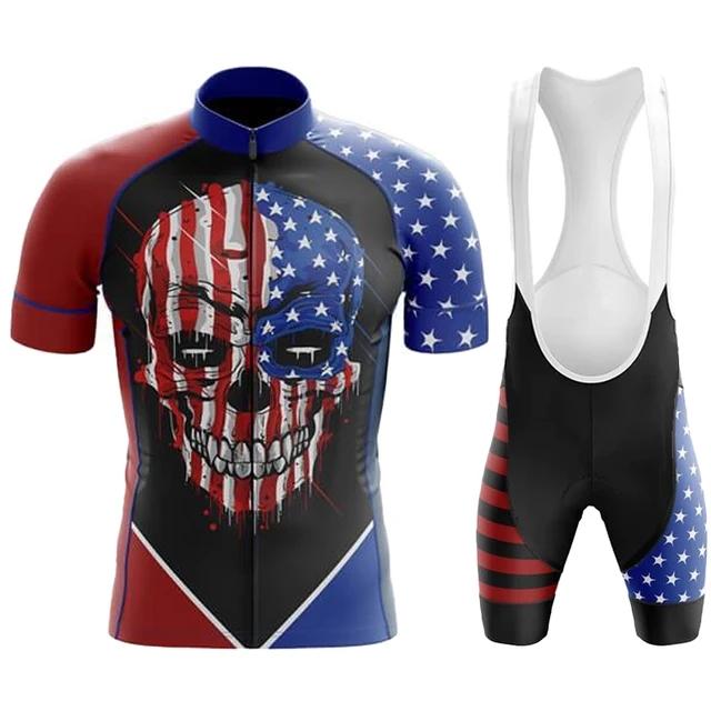 2026 Team Men Summer Skeleton Short Sleeve Cycling Jersey Set MTB Maillot Ropa Ciclismo Bicycle Wear Breathable Cycling Clothing