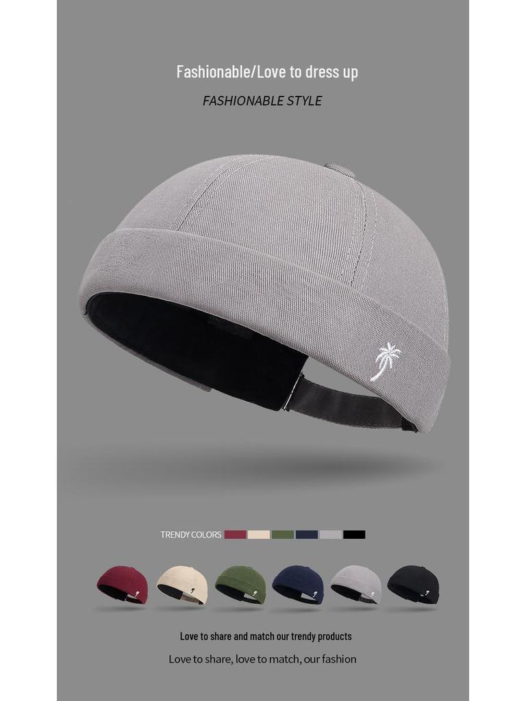 Unisexowa haftowana czapka bez ronda z płaskim daszkiem z drzewem kokosowym - Retro Hip Hop Podróżna