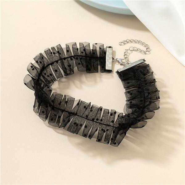 

Velvet ruffle edge collarbone chain collar ins wind lace sweet bow exquisite neck fashion versatile чорний