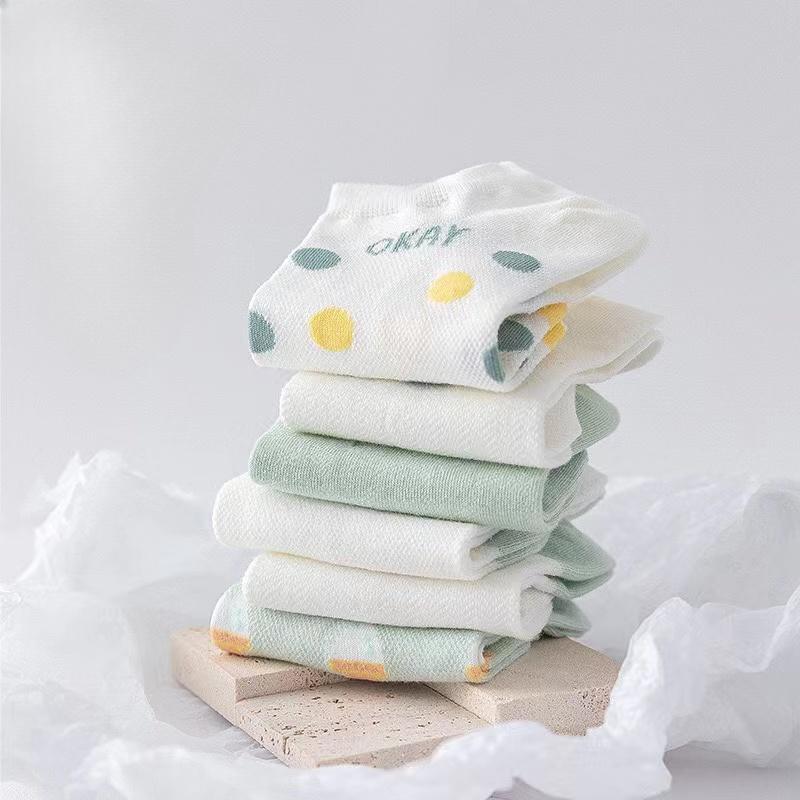 

6 пар женских летних тонких коротких носков, милые, дышащие, сетчатые, удобные, с мелким цветочным узором One Size