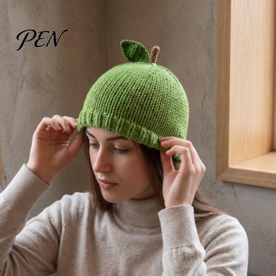 Cute Fruit Beanies Women Knitted Hat, Stretchy Cozy Winter Beanies, Trendy Outdoor Hats Sweet Warm Skull Cap for Girls Cold Weather Travel Friendly