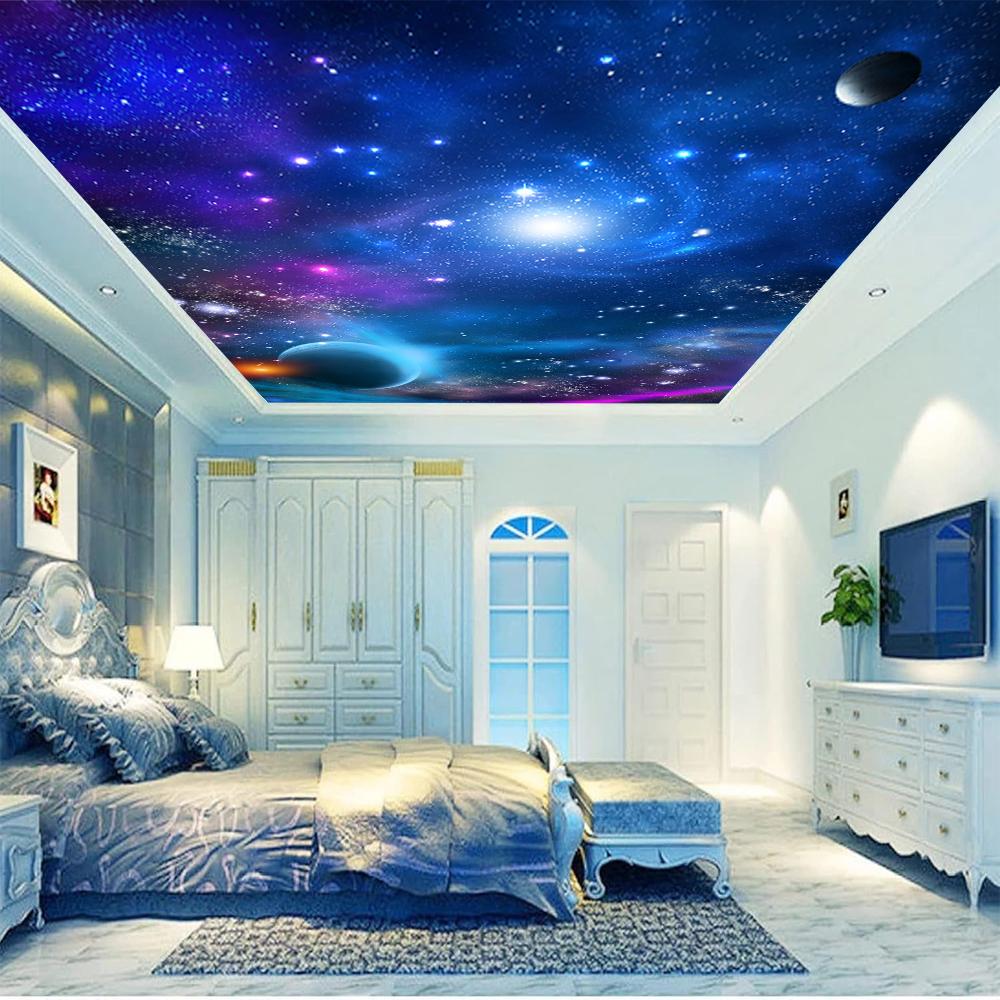 Galaxy Wallpaper Starry Sky 3d Mural Living Room Bedroom Planet Galaxy Wall Mural Home Decor