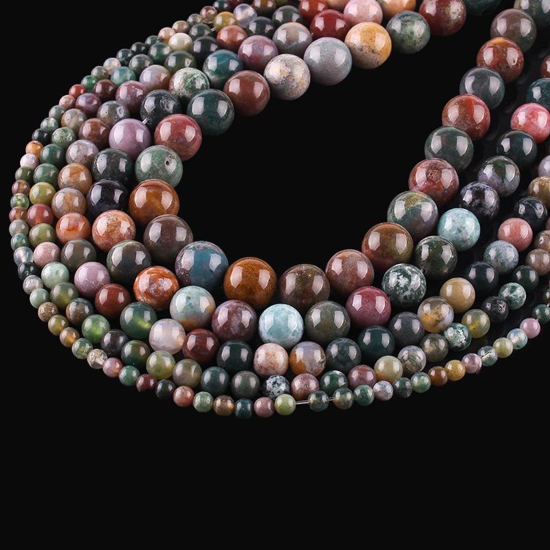 Unisex Armband Halsband av Indisk Agat med Sju-Färgad Vattenväxtagat Pärlor