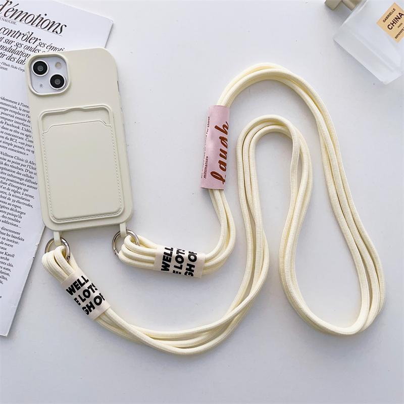 Lanyard Strap Kartenhalter Candy Soft Silikon Handyhülle für iPhone 15 14 13 12 11 Pro Max Mini X XS XR 8 7 Plus SE Wallet Cover