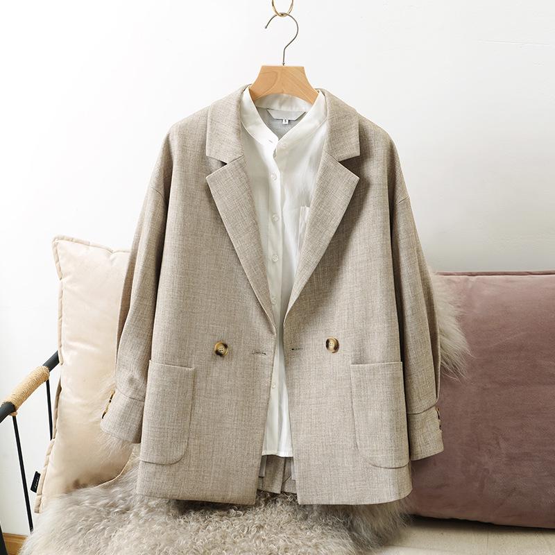 Women's Grey Suit Jacket - Versatile Loose Fit, New Style for Spring & Autumn