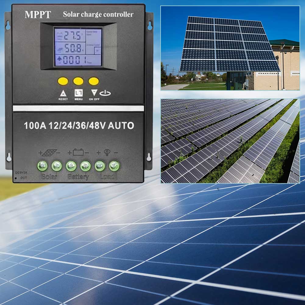100A MPPT Solar Charge Controller 12V 24V 36V 48V Battery Charger Regulator 2 USB LCD Display Solar Battery Charger Controller
