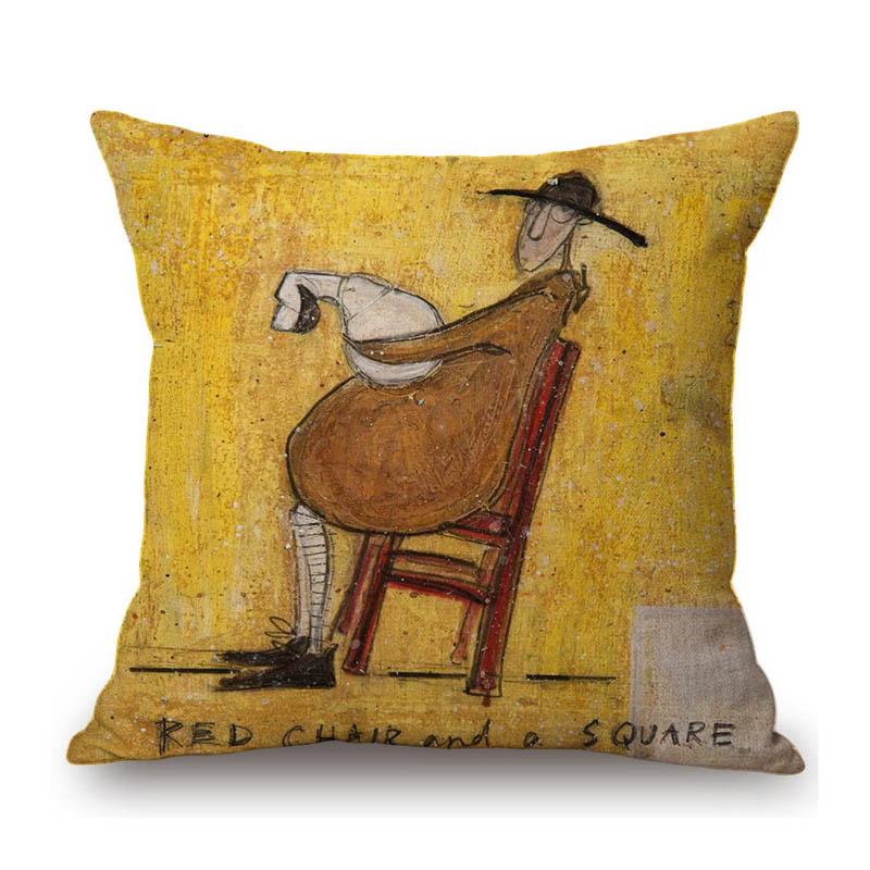 

Современное искусство Сэм Тофт Юмористический мультяшный пес Прекрасный милый щенок Забавный Хлопок Лен Наволочка для диванной подушки Подушка для сиденья стула 45x45cm 18x18in