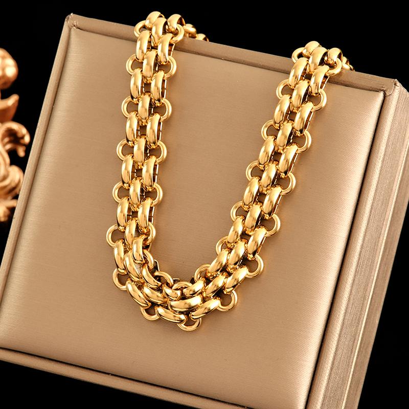 316L Stainless Steel Gold Silver Color Thick Chain Necklace For Women Fashion Cuban Neck Chain Waterproof Jewelry Gift