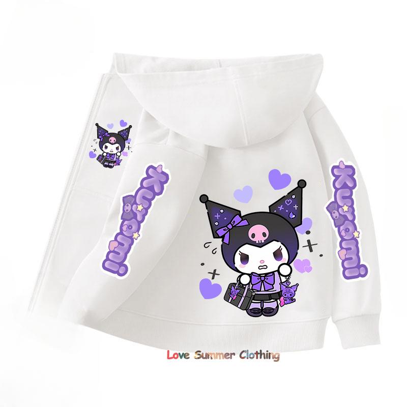 Mikina s kapucí na zip Kawaii Dětská Streetwear Kuromi Dětská Mikina na zip Dětská Mikina Manga Oblečení Dítě Dívka Chlapec Top Mikina