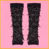 Fashionable Fingerless Mesh Gloves Arm Sleeves with Rhinestones for Women Teens Vintage Styles Holiday Gathering Props