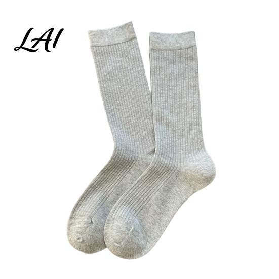 Comfortable Daily Wear Socks Women Crew Socks Ribbed Knit for Autumn Winter Minimalist Solid Non Slip Fitness Color Soft Breathable Stretchy Casual