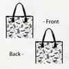 Halloween Witch Bat Print Canvas Tote Bag Portable Daily Shopping Shoulder Handbag