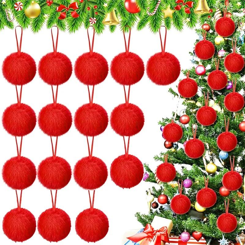 6Pcs 6cm Christmas Decoration Fluffy Ball Hanging Ornaments for Halloween Party Xmas Home New Year Gifts Navidad Decor Craft