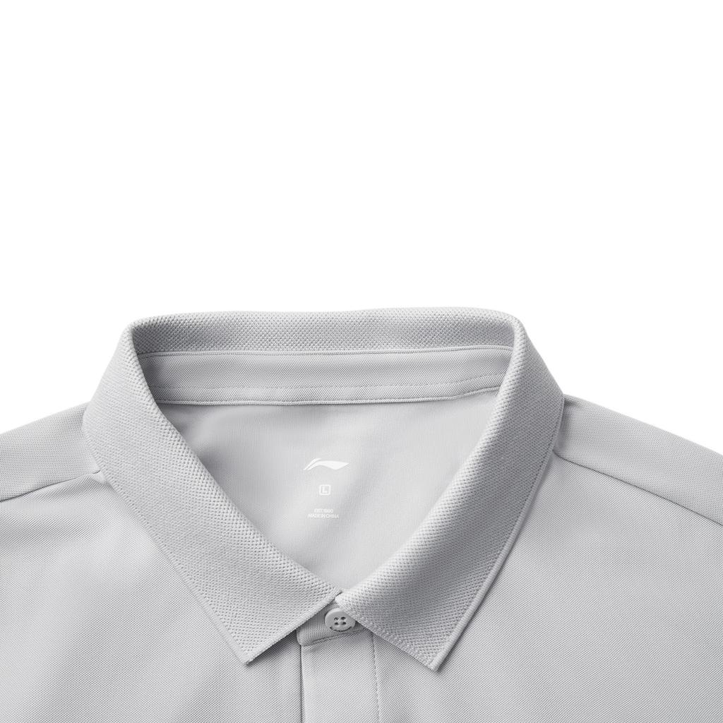 Li-Ning Comfortable Simple Solid Color Quick-Dry Versatile Fashion Short Sleeve Polo Shirt Men Tops Coin-Gray APLV287-7