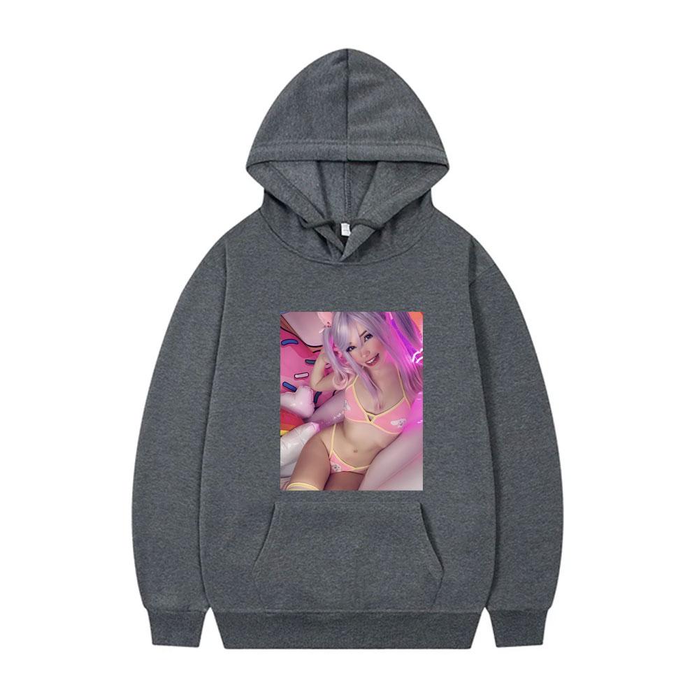 Sexy Belle Delphine Aesthetic Mugshot Hoodie Men's Fashion Casual Oversized Sportswear Unisex Fleece Cotton Long Sleeve Hoody